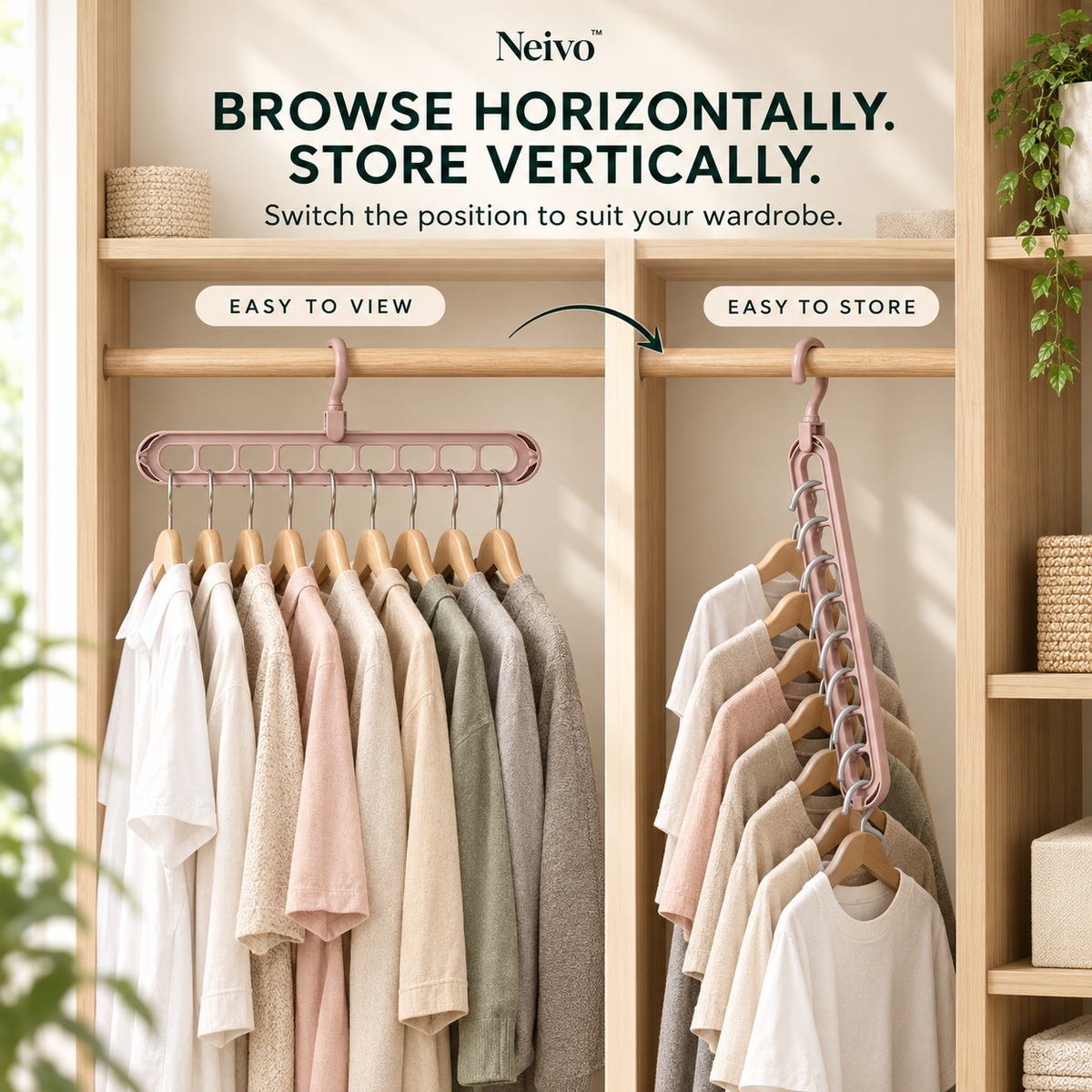 Neivo™ SpaceFold - Space-Saving Wardrobe Organiser